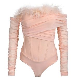 Off the Shoulder Long Sleeve Bandage Top